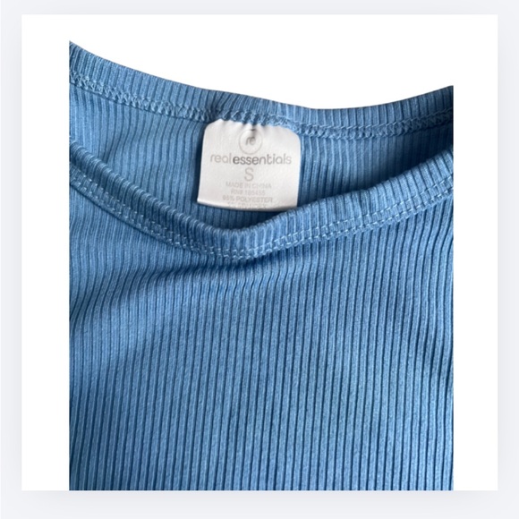 Real Essentials Sky Blue Ribbed Top - Picture 2 of 3